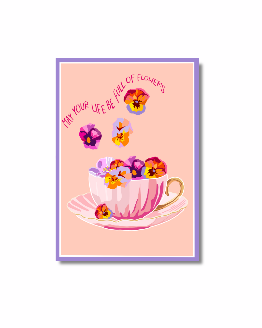 "Cup of flowers" greeting card