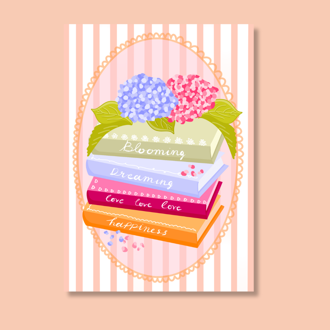 "Blooming Books" greeting card