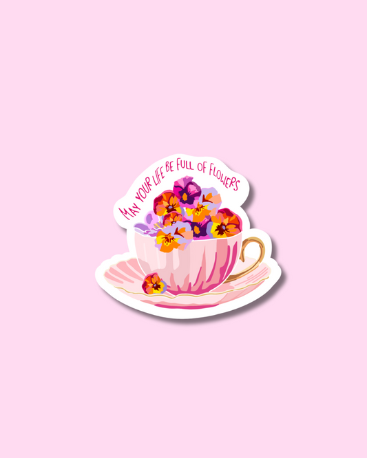 "Cup of flowers" big sticker