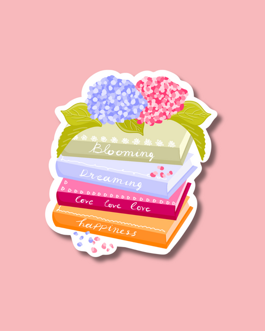 "Blooming Books" sticker