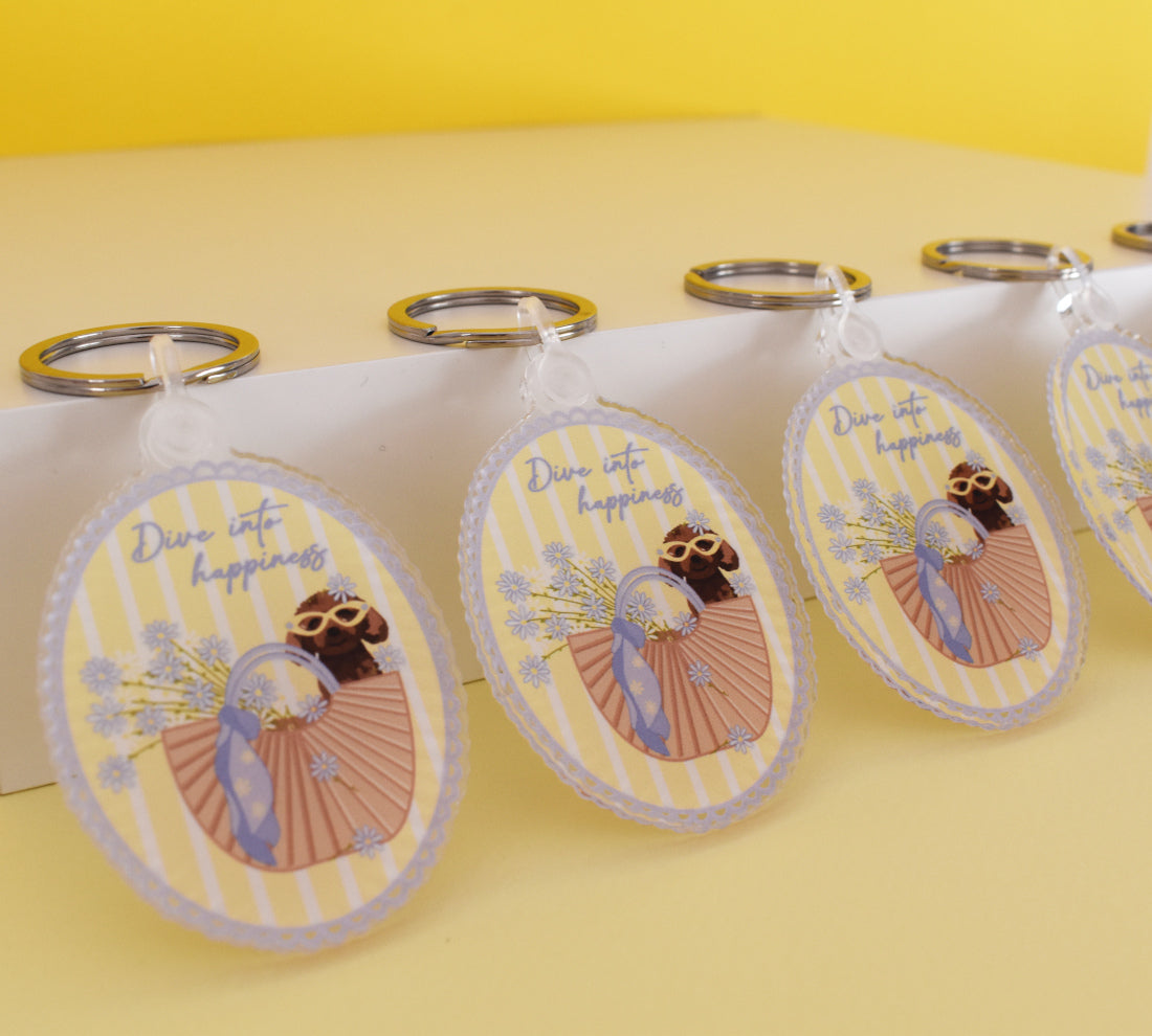 "Poodles in summer" keychain