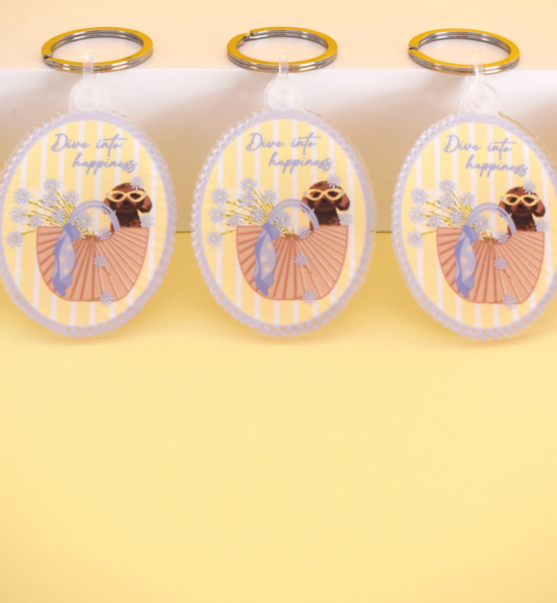 "Poodles in summer" keychain