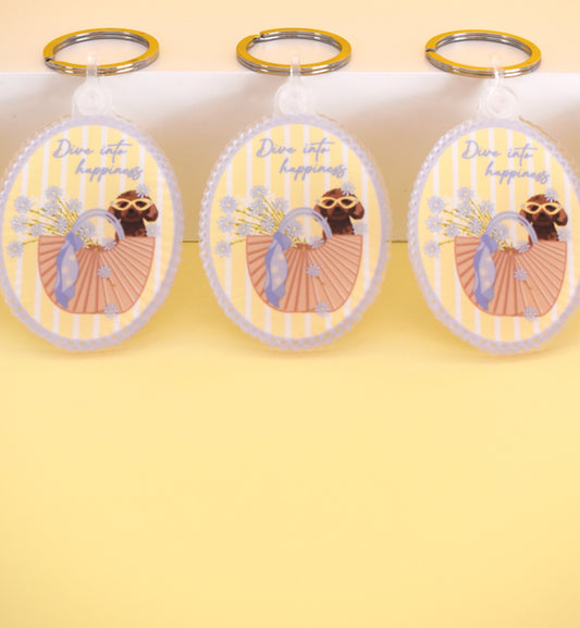 "Poodles in summer" keychain