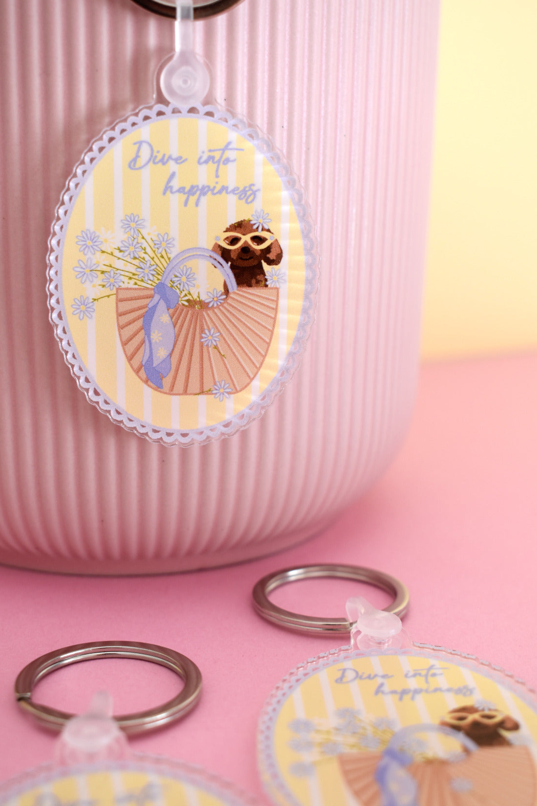 "Poodles in summer" keychain