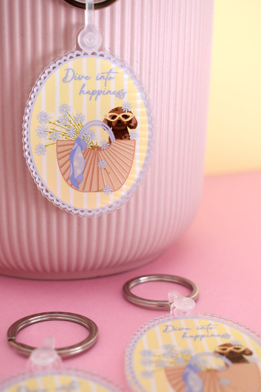 "Poodles in summer" keychain