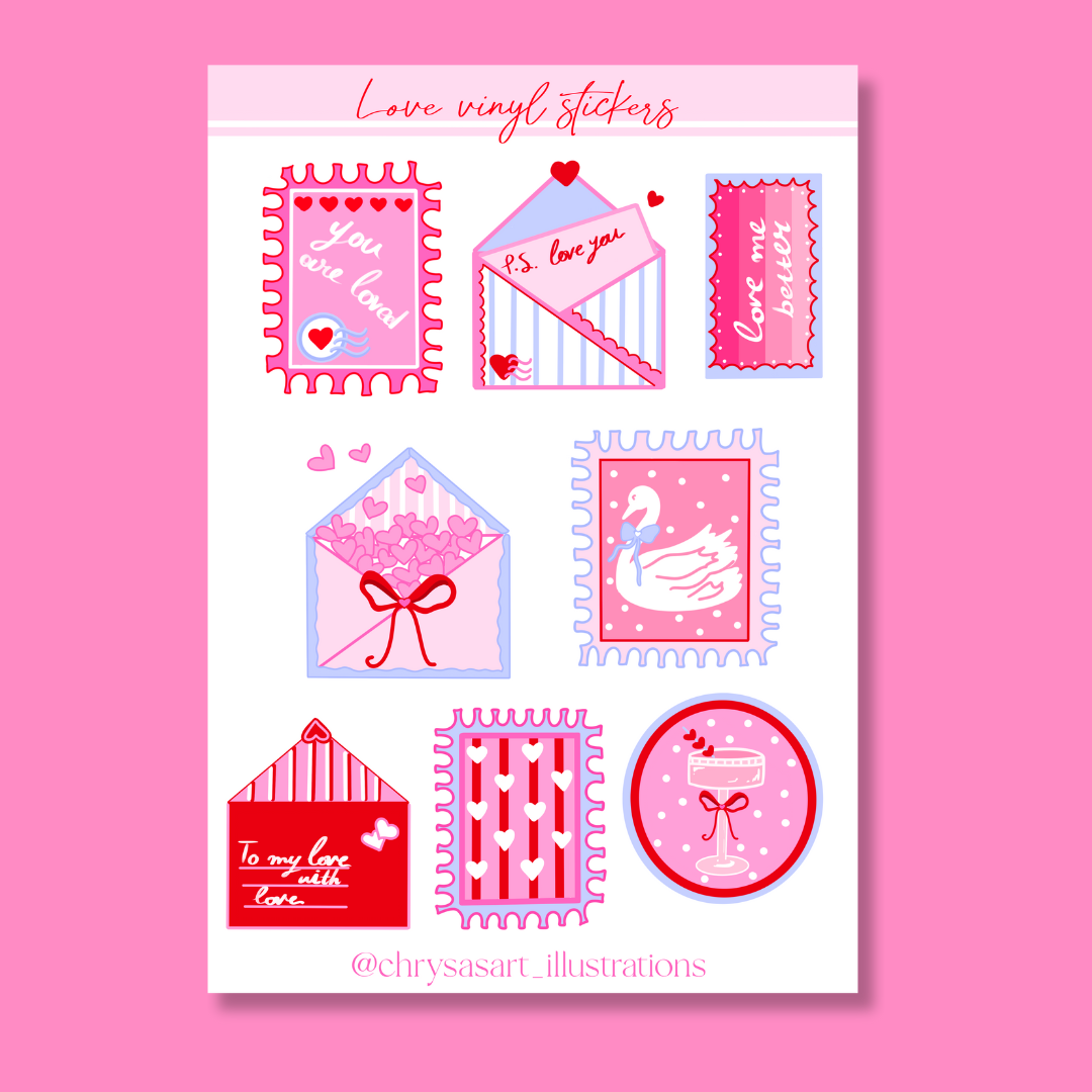 "Love" sticker sheet