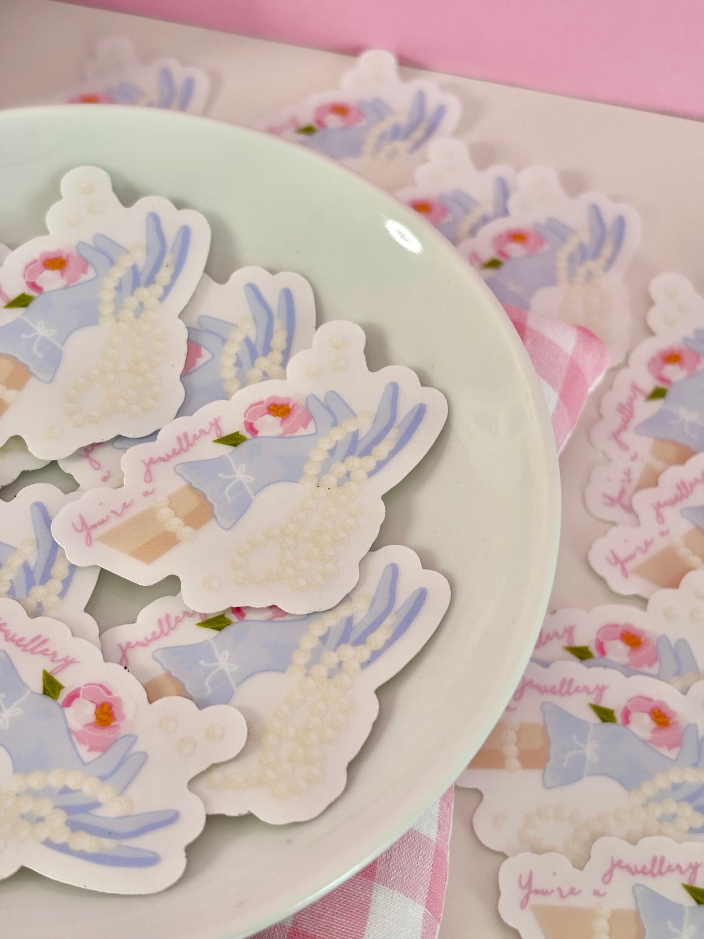 "Gloves & pearls" transparent vinyl sticker