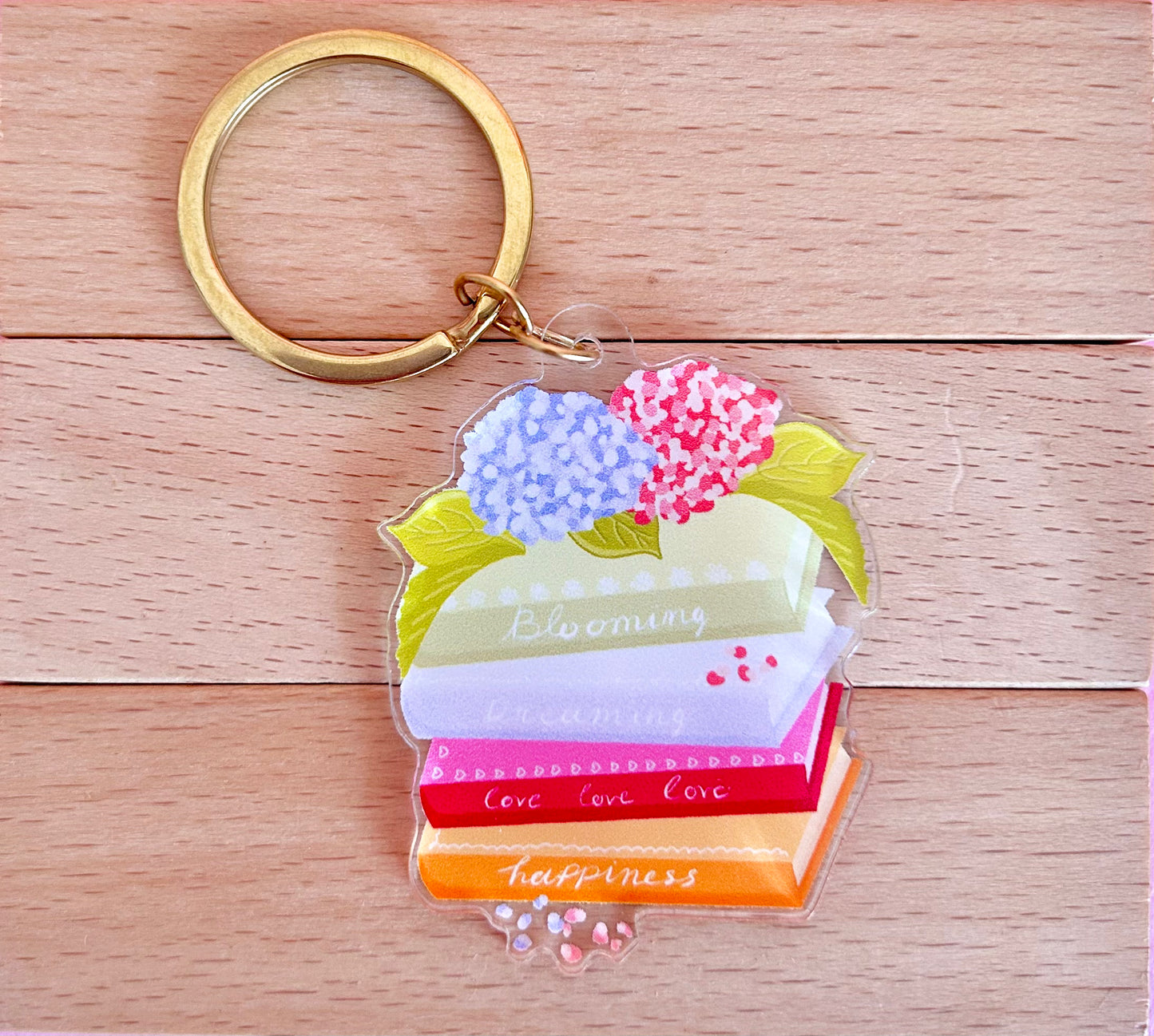 "Blooming Books" keychain