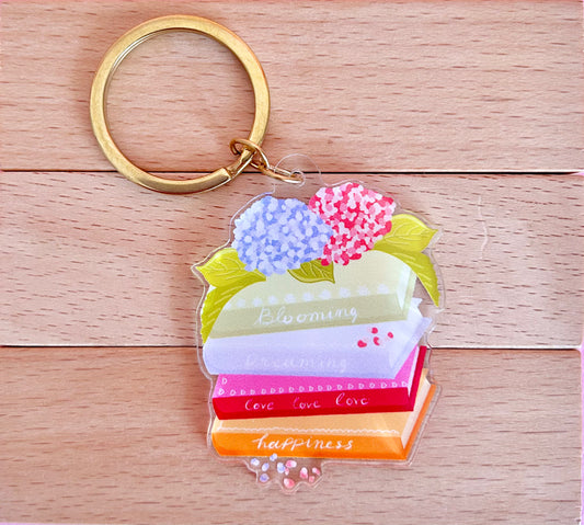 "Blooming Books" keychain