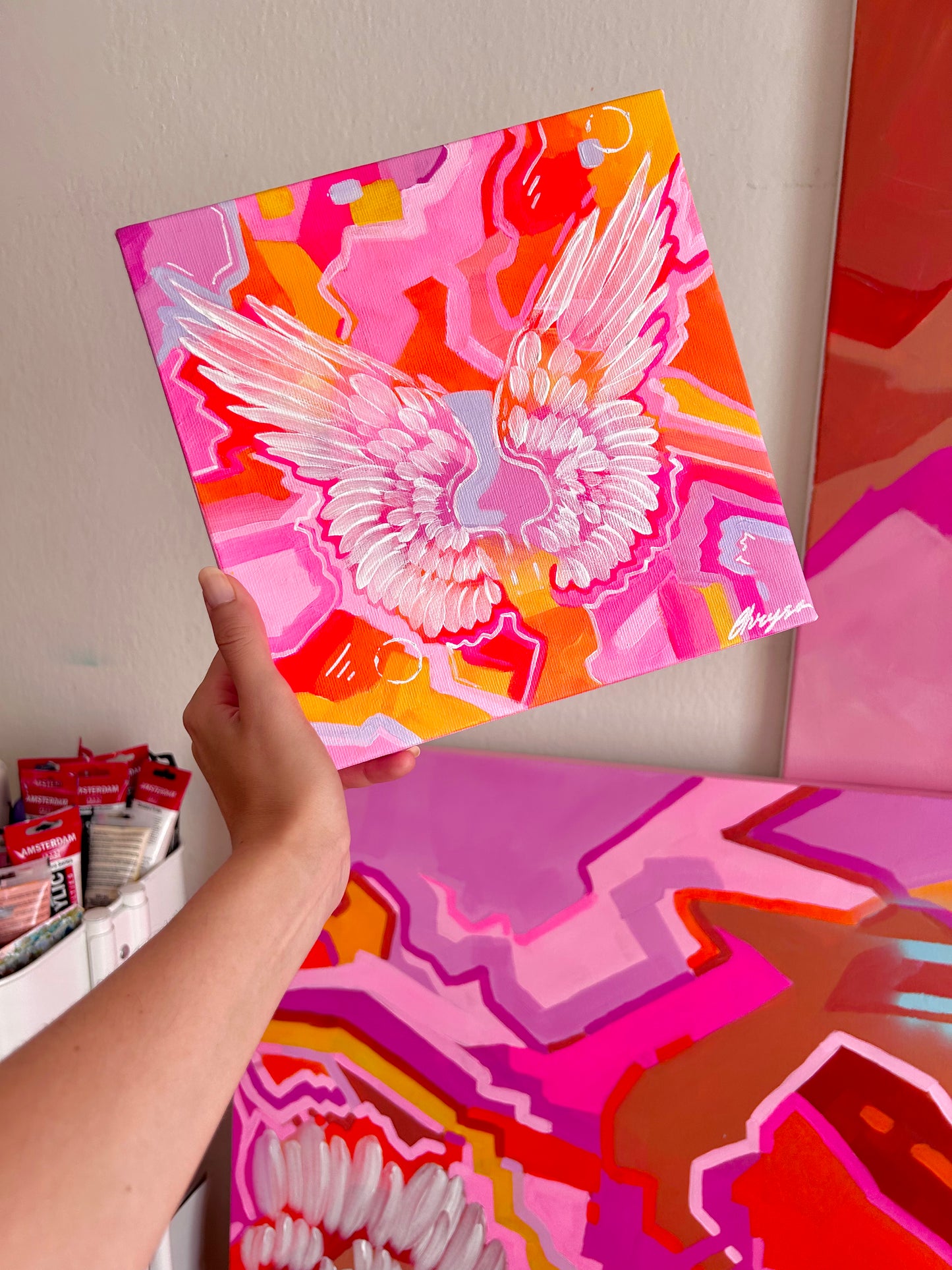 "Dancing under the sunset" painting