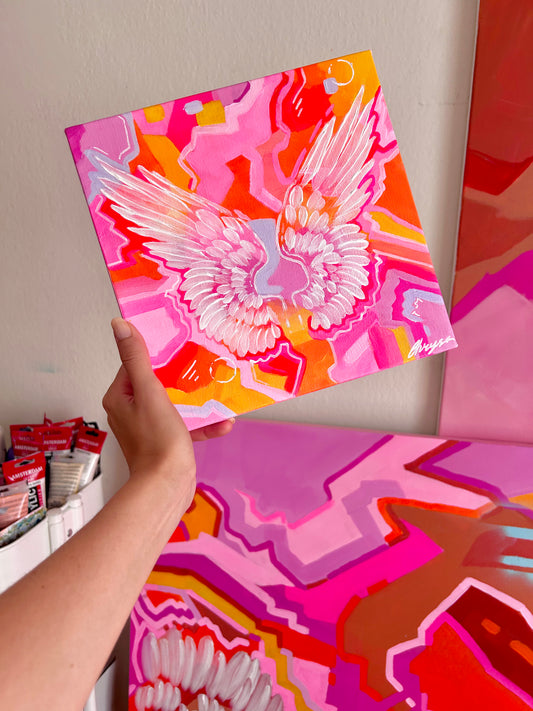 "Dancing under the sunset" painting